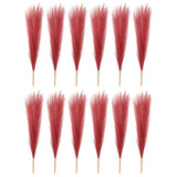 12 Pcs 17 Inch Faux Pampas Grass Artificial Boho Decor Wine Red Pampas Grass
