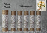 6pc Twine Burlap Lace Wedding Bouquet Holder Bride DIY For Silk Sola Flowers Bouquet