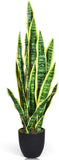 36" Lifelike Artificial Snake Plant with Stable Base - Perfect for Home & Office Green Plant