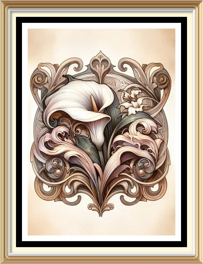 William Morris Style Art Nouveau Arts & Crafts Flower Lily Print Lily