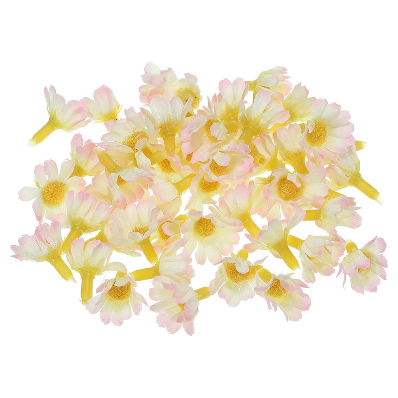 50Pcs 0.98" Artificial Silk Sunflower Flower Heads Fake for DIY, Pink Yellow Sunflower