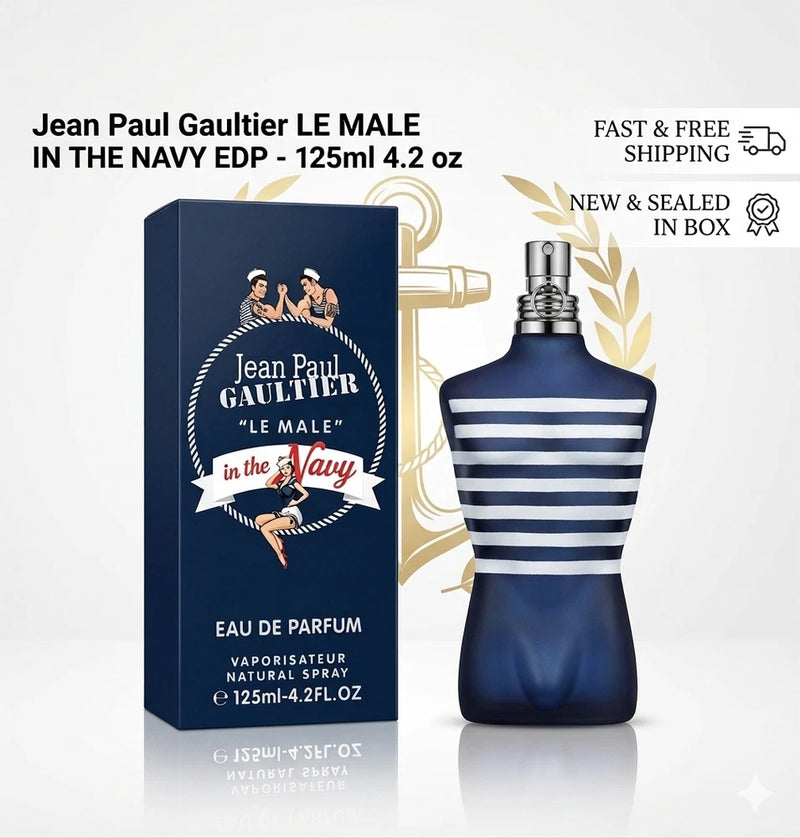 JPG Le Male In The Navy Eau De Parfum 4.2 oz / 125ml Spray for Men - New in Box EDP