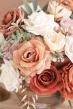 Terracotta Artificial Flowers Burnt Orange Fake Roses Peonies Dahlia Greenery Peony