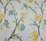 Helene Floral in French Gray BTY Robert Allen 100% Cotton Slub 54" Wide Bird Flowering Plants