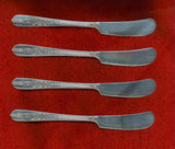 Nobility  Plate ROYAL ROSE 4 Individual Butter Spreaders 6&1/2" Nice FREE Ship! Roses
