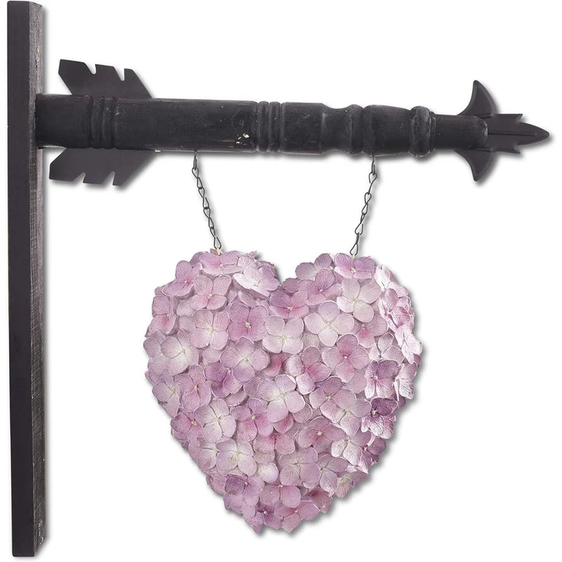 K&K Interiors 16188A 9.25 Inch Resin Purple Hydrangea Heart Arrow Replacement Hydrangea