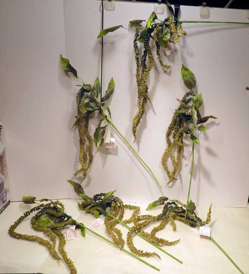 NWT 6 Long Stems Silk Greenery Artificial Fake Faux Plant 40" Long Tassel Runner Green Plant