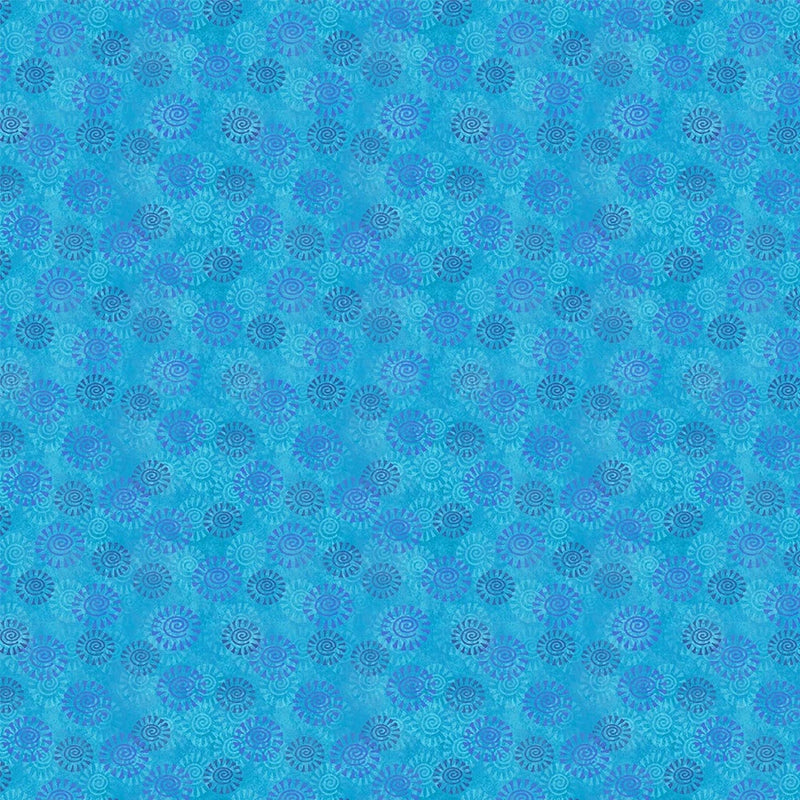 LAUREL BURCH Oceania Y4705 124 Blue ocean sea whirlpools Clothworks BTHY Flowering Plants