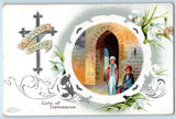 Easter Postcard Holy Cross Gate Of Damascus Lilies Flowers Winchendon MA 1911 Lily