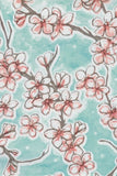 Oilcloth Fabric Cherry Blossom Fuji Aqua Blue Pattern Sold in Yard or Bolt Flowering Plants