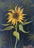 Golden Sunflower Acrylic Painting __ Flower Wall Art Floral Decor 5 X 7 Inches Sunflower