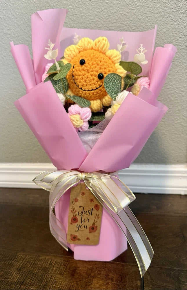 NEW! Mirabeau Crochet Flowers Sunflower Decor Gifts for Women Bouquet Birthday Sunflower