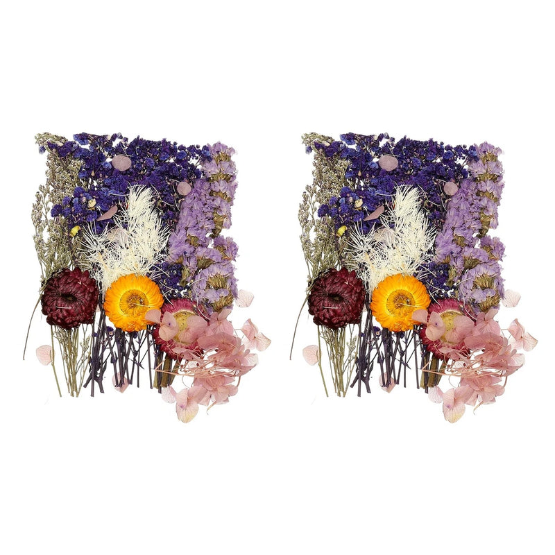Dried pressed flower set with purple, pink, orange and maroon blooms in a bundle
