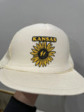 Vintage Kansas Hat Cap Snap Back Mesh Trucker Sunflower State Flower Logo NL Sunflower