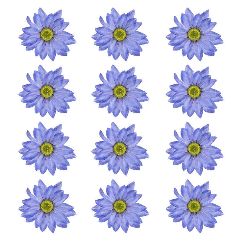 12 Pcs Artificial Daisies Flower Heads, Fake Chrysanthemum Heads, Blue Daisies