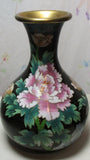 Asian Black Vase w/ Peony Flower Butterfly  6" Peony