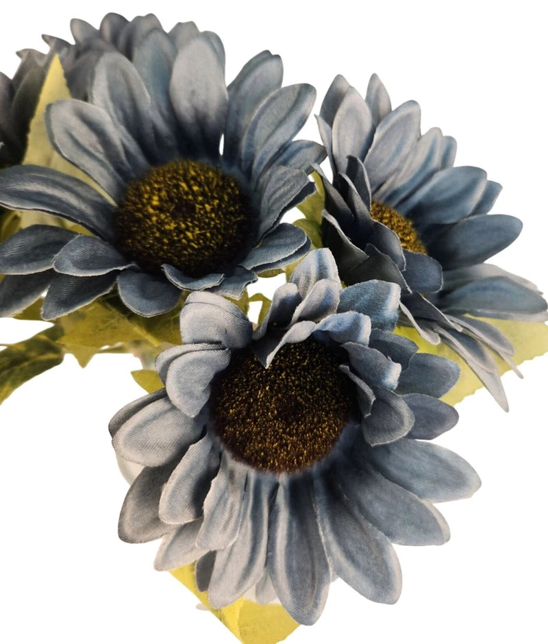 Faux Silk Sunflower Stems 15in Dusty Blue 3pc Artificial Flowers Decor Sunflower