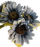 Faux Silk Sunflower Stems 15in Dusty Blue 3pc Artificial Flowers Decor Sunflower