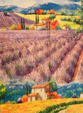 Cashmere Scarf with Impressionist Painting Sunflower Landscape /Tuscany Lavender Sunflower