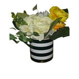 Gorgeous Yellow And White Artificial Floral Arrangement In Black and White... Ranunculus