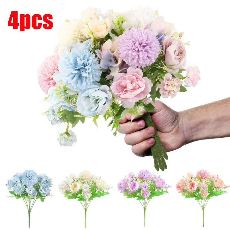 4pcs Silk Peony Artificial Hydrangea Flower Bouquet Party Wedding Home Decor Hydrangea