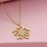 0.25Ct Round Cut Diamond Women's Sunflower Flower Pendant 14k Yellow Gold Over Sunflower