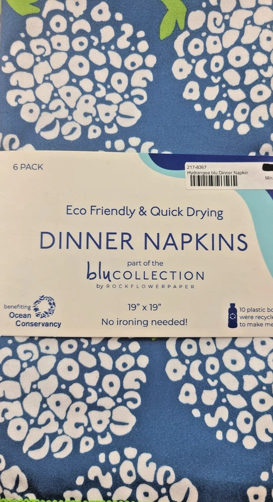 RockFlowerPaper blu Collection Eco Friendly Hydrangea Dinner NAPKINS 6 Pack Hydrangea