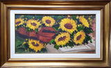 Mostafa Keyhani Oil Painting of Violin in Sunflowers Sunflower
