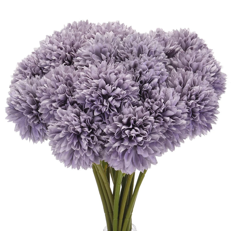 Artificial Flower Heads Silk Chrysanthemum Hydrangea Purple Faux 24Pcs Hydrangea