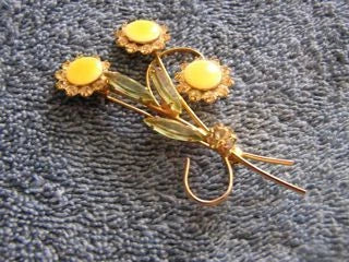Vintage Rhinestone Flower Sunflower Pin Sunflower