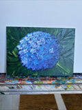 Hydrangea,blue,flowers,bouquet Acrylic paintings on canvas original 5/7 Hydrangea