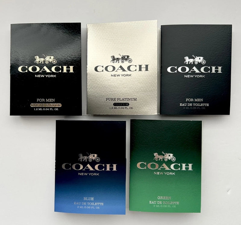 Coach New York  Cologne Perfume Collection 5pc Sample Vial Spray Set For Men EDT
