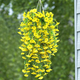 4 Pack Artificial Faux Hanging Flowers Plant for Outdoor, Fake Silk Morning G... Green Plant