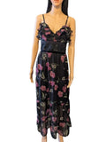 Shift Black with Purple Peony Flowers Spring Dress Peony