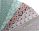 5 Fat Quarters Bundle Light Blue Floral Fabric -100% Cotton  (316-5) Flowering Plants