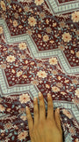 Rayon Challis Floral Flowers Burgundy Background Fabric By The Yard Gray Chevron Flowering Plants
