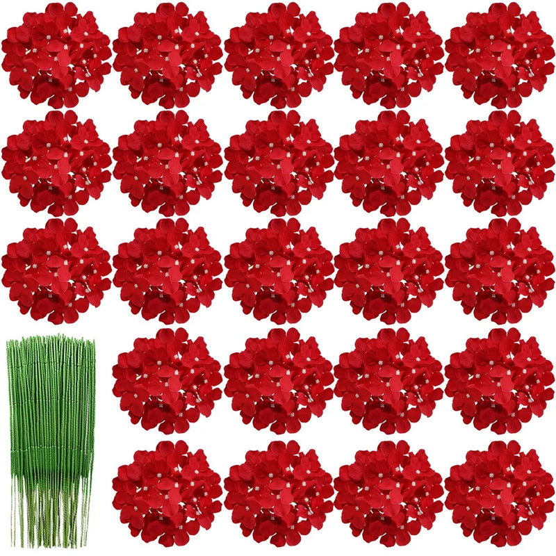 28 Pcs Silk Hydrangea Flowers Artificial Flowers 7 inch Hydrangea Head with s... Hydrangea