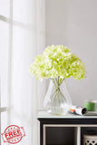 KISLOHUM 10pc Pale Green Artificial Hydrangea Flower Heads Long Stem DIY Decor Hydrangea