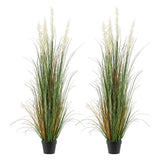 VEVOR Artificial Grass Plant 59 Inch Reed Flower Grass In Pot 2 Pack Green Green Plant