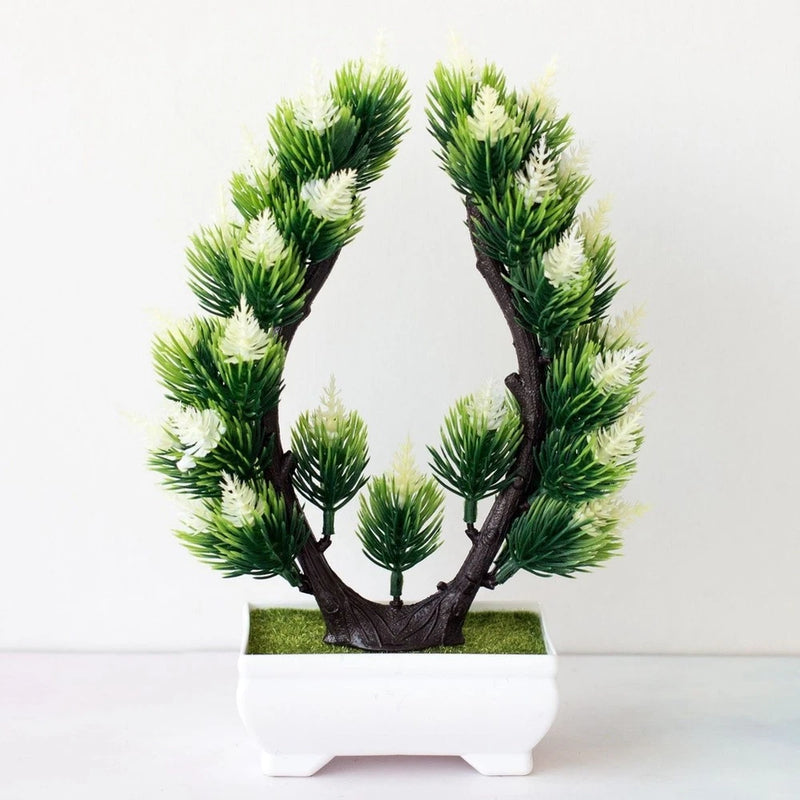 Silk Acacia Tree Potted Plant 25cm Tall for Wedding Tabletop Outdoor Photo Prop Flowering Plants