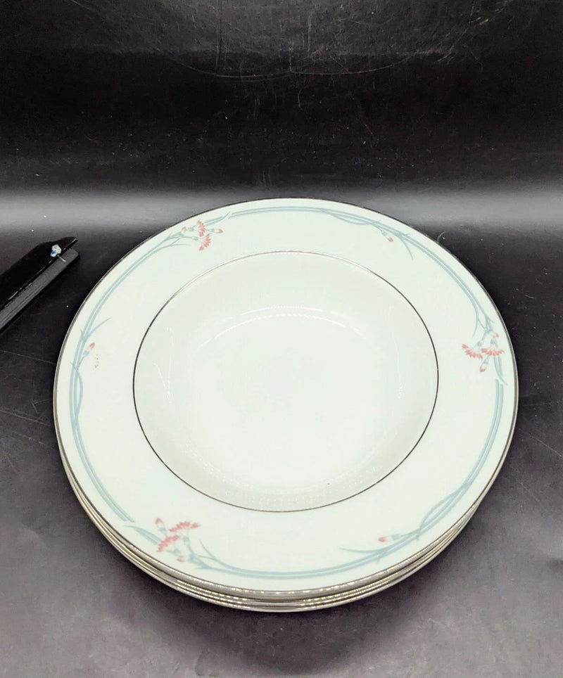 Set/4 Vintage Royal Doulton Carnation H.5084 Rimmed Soup Bowls Fine Bone China Carnation