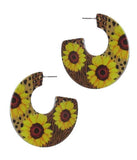 Sunflower Wood Earrings Sunflower