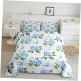Blue Hydrangea Bedding Size Chic Flower Comforter Set, Cute King Floral 11 Hydrangea