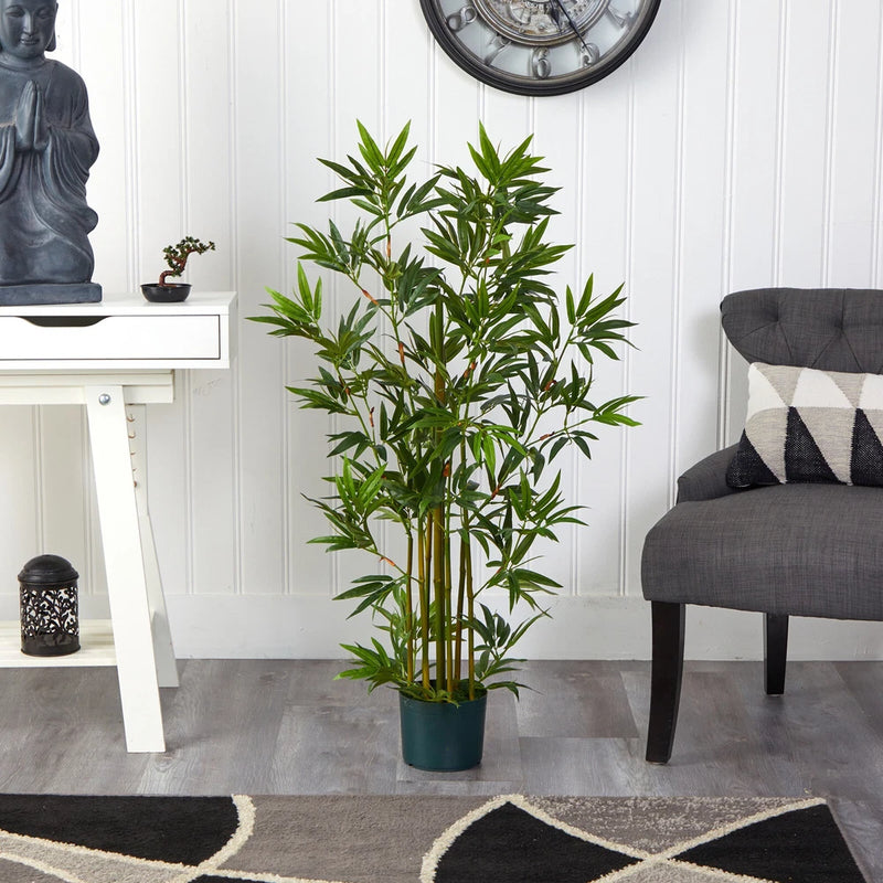 4Õ Bamboo Artificial Tree w/Natural Trunks & 540 Lvs Home Decor. Retail $94 Green Plant