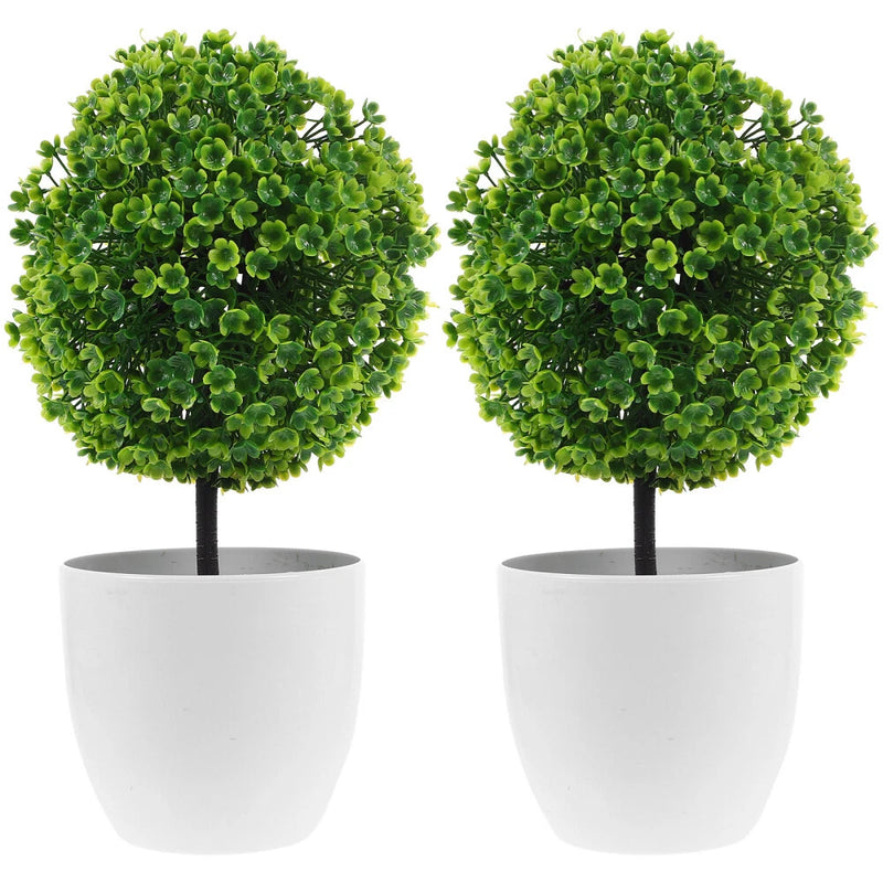 2 Pcs Faux Plants Outdoor Extra Large Flower Pots Desk Green Grass Office Green Plant