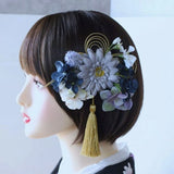 Grey gerbera and hydrangea flower hair clip , made in Japan Hydrangea