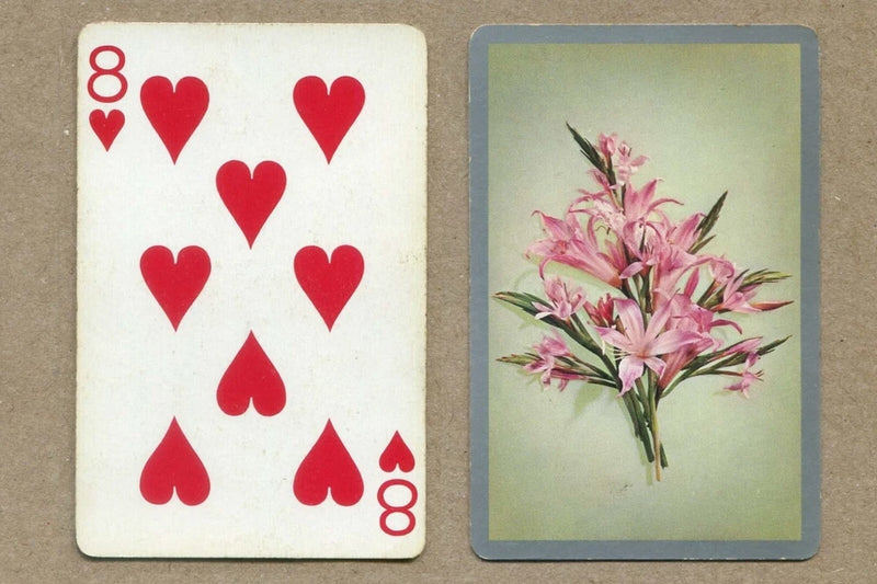 FLOWER BOUQUET of PINK LILIES. Eight of Hearts, SWAP PLAYING CARD Lily
