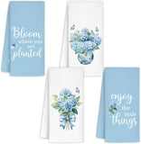 Hydrangea Kitchen Towels Set of 4 - Bloom Where You are Planted Blue Hydrangea D Hydrangea