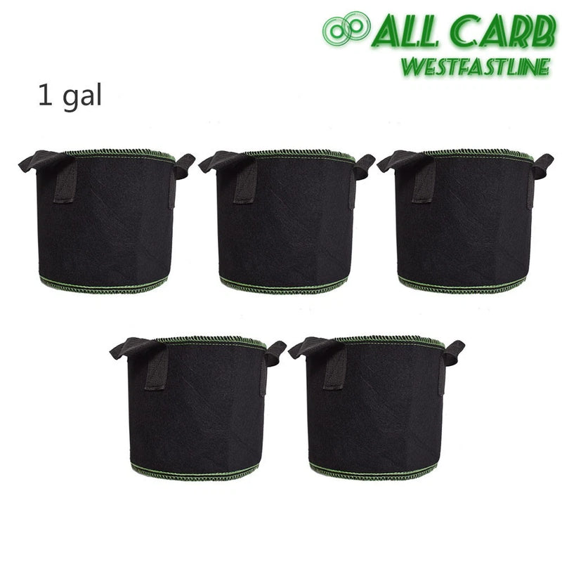 5_ 5 Gallon Garden Nursery Nonwoven Plant Growing Bags Fabric Flower Black Green Garden Plants