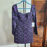 AMUR Giulia Pleated Mini Bodycon Dress Hydrangea Berry Floral Size 2 NWT $498 Hydrangea